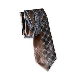 Barrington Silk Neck Tie, Brown Paisley Solid Combo